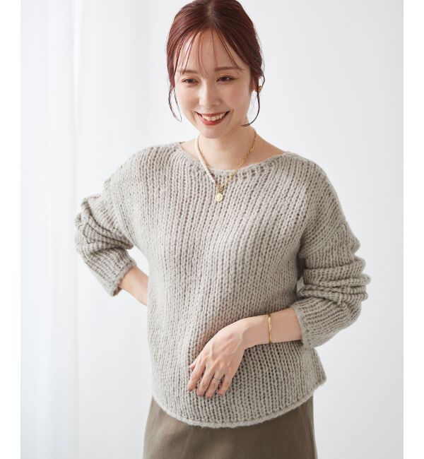le.coeur blanc「手編み風バックリボンニットプルオーバー」|ニット・セーター|
