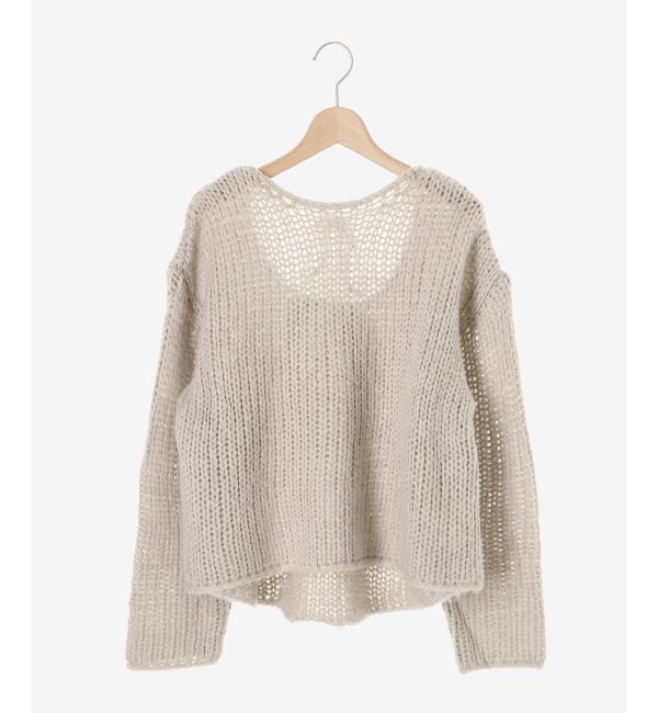 le.coeur blanc「手編み風バックリボンニットプルオーバー」|ニット・セーター|