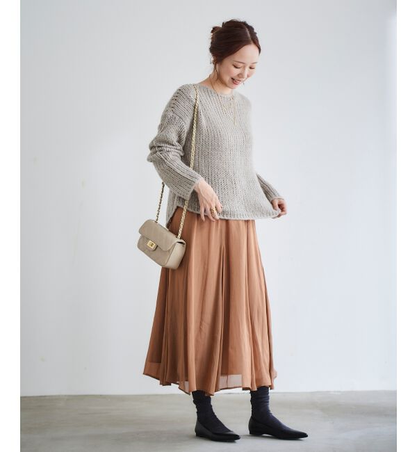 le.coeur blanc「手編み風バックリボンニットプルオーバー」|ニット・セーター|