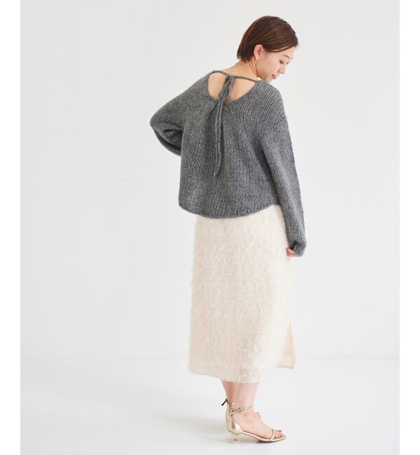 le.coeur blanc「手編み風バックリボンニットプルオーバー」|ニット・セーター|