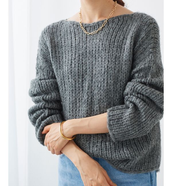 le.coeur blanc「手編み風バックリボンニットプルオーバー」|ニット・セーター|