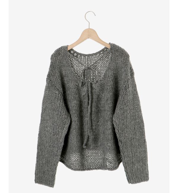 le.coeur blanc「手編み風バックリボンニットプルオーバー」|ニット・セーター|