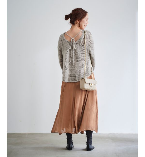 le.coeur blanc「手編み風バックリボンニットプルオーバー」|ニット・セーター|