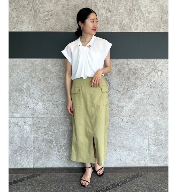 le.coeur blanc「《手洗い可能》ジョーゼットツイストネックブラウス」|シャツ・ブラウス|