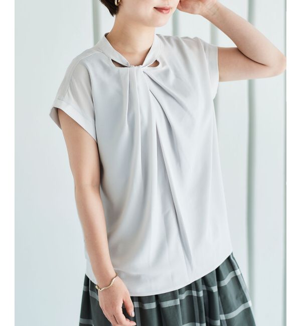 le.coeur blanc「《手洗い可能》ジョーゼットツイストネックブラウス」|シャツ・ブラウス|