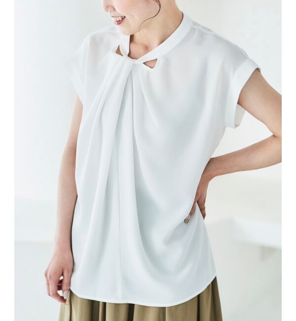 le.coeur blanc「《手洗い可能》ジョーゼットツイストネックブラウス」|シャツ・ブラウス|