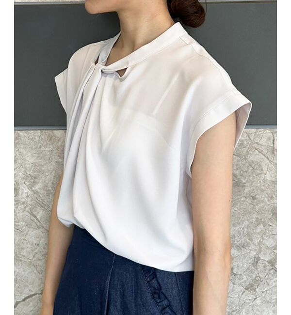 le.coeur blanc「《手洗い可能》ジョーゼットツイストネックブラウス」|シャツ・ブラウス|