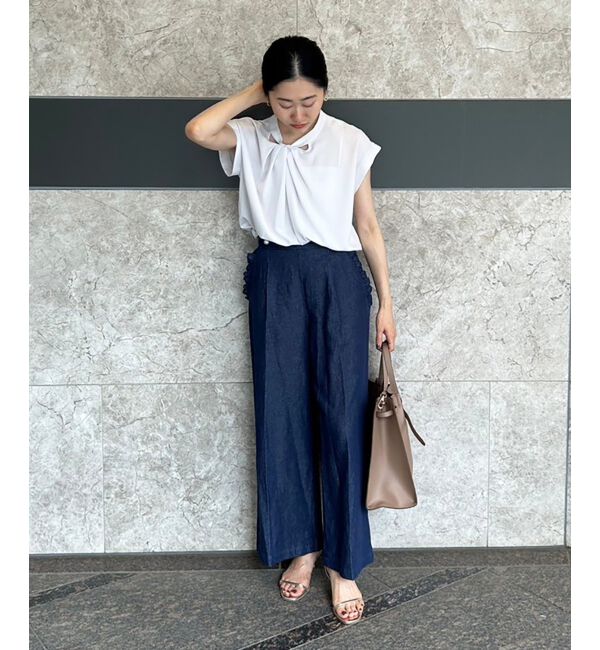 le.coeur blanc「《手洗い可能》ジョーゼットツイストネックブラウス」|シャツ・ブラウス|