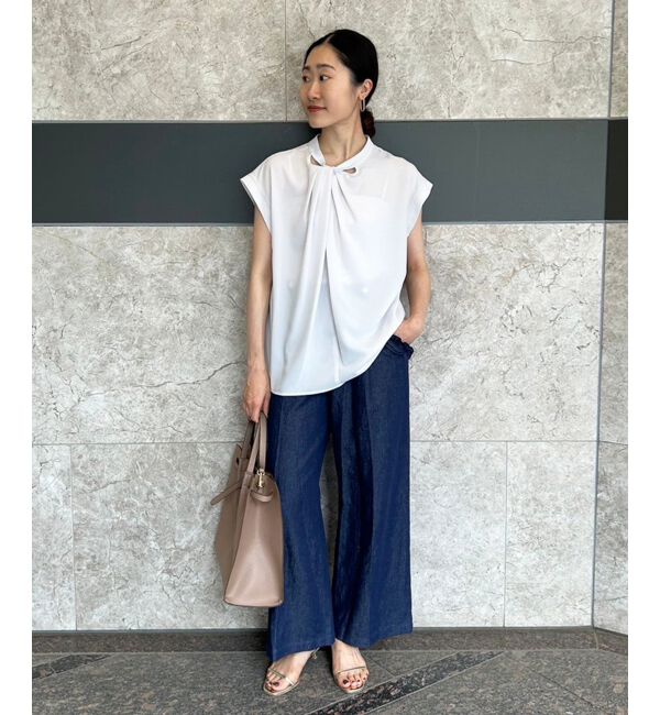 le.coeur blanc「《手洗い可能》ジョーゼットツイストネックブラウス」|シャツ・ブラウス|