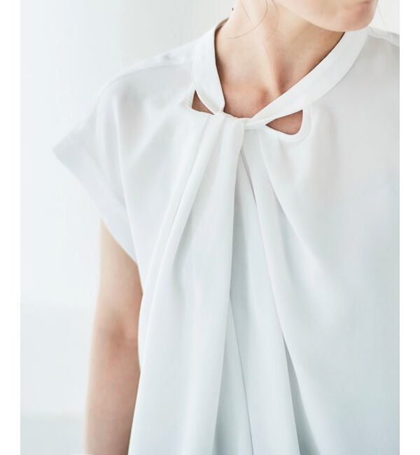 le.coeur blanc「《手洗い可能》ジョーゼットツイストネックブラウス」|シャツ・ブラウス|