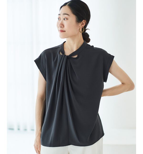 le.coeur blanc「《手洗い可能》ジョーゼットツイストネックブラウス」|シャツ・ブラウス|