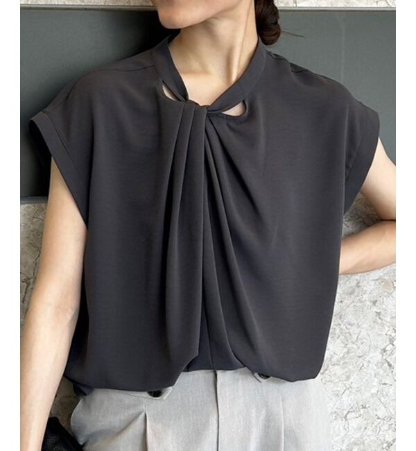 le.coeur blanc「《手洗い可能》ジョーゼットツイストネックブラウス」|シャツ・ブラウス|