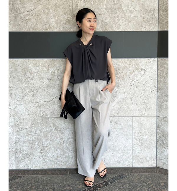 le.coeur blanc「《手洗い可能》ジョーゼットツイストネックブラウス」|シャツ・ブラウス|