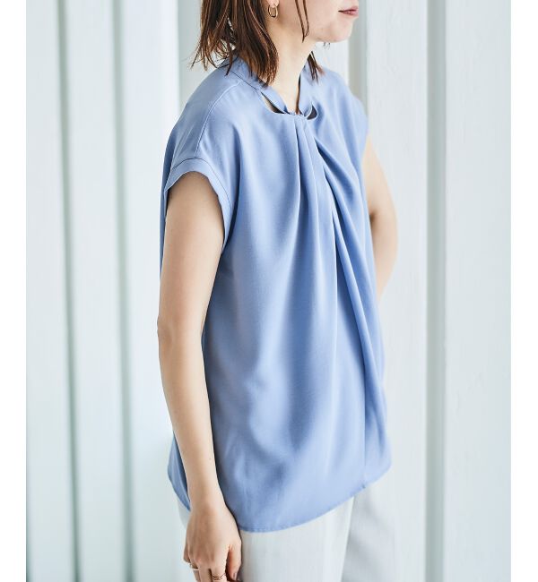 le.coeur blanc「《手洗い可能》ジョーゼットツイストネックブラウス」|シャツ・ブラウス|