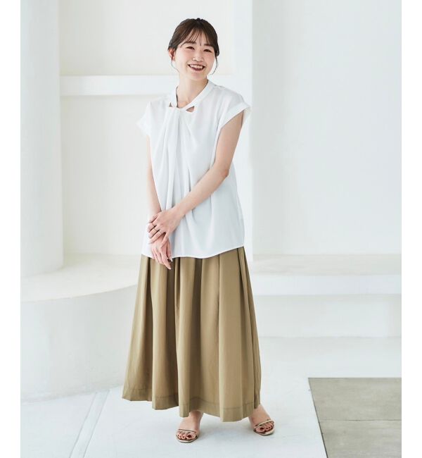 le.coeur blanc「《手洗い可能》ジョーゼットツイストネックブラウス」|シャツ・ブラウス|