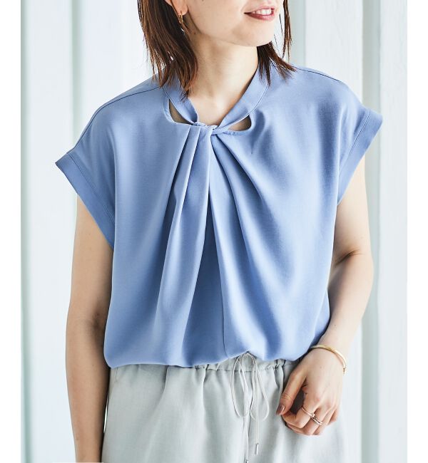 le.coeur blanc「《手洗い可能》ジョーゼットツイストネックブラウス」|シャツ・ブラウス|