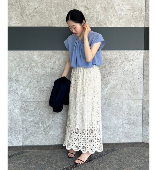 le.coeur blanc「《手洗い可能》ジョーゼットツイストネックブラウス」|シャツ・ブラウス|