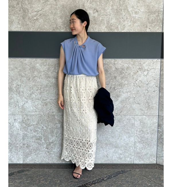 le.coeur blanc「《手洗い可能》ジョーゼットツイストネックブラウス」|シャツ・ブラウス|