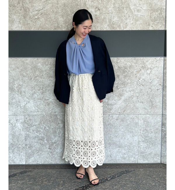 le.coeur blanc「《手洗い可能》ジョーゼットツイストネックブラウス」|シャツ・ブラウス|