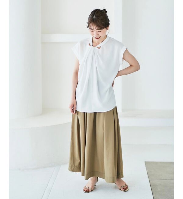 le.coeur blanc「《手洗い可能》ジョーゼットツイストネックブラウス」|シャツ・ブラウス|