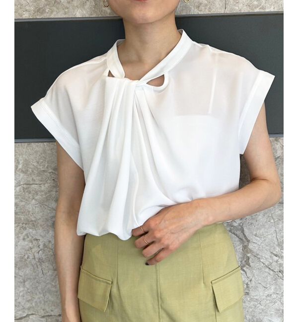 le.coeur blanc「《手洗い可能》ジョーゼットツイストネックブラウス」|シャツ・ブラウス|
