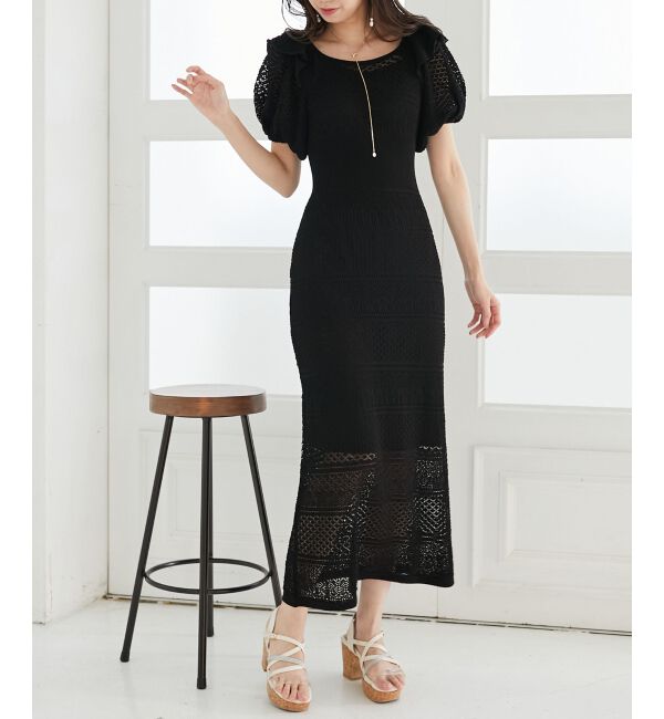 MAJESTICLEGON「スカシ柄ニットワンピース」|ワンピース|