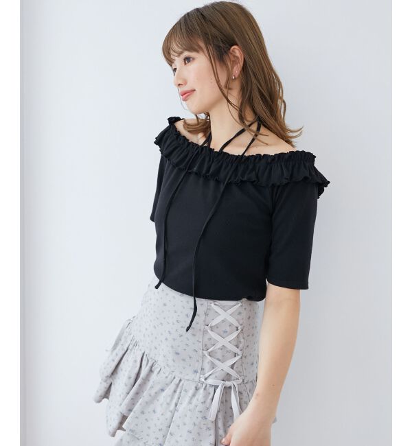  「マルチwayチョーカーフリルトップス」|Tシャツ・カットソー|