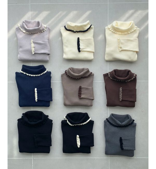  「プチフリルタートルニット」|ニット・セーター|