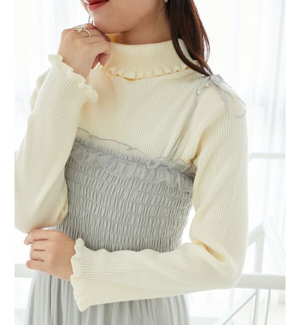  「プチフリルタートルニット」|ニット・セーター|