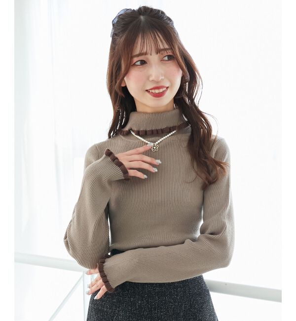  「プチフリルタートルニット」|ニット・セーター|