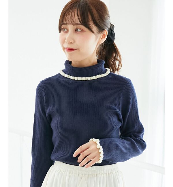  「プチフリルタートルニット」|ニット・セーター|