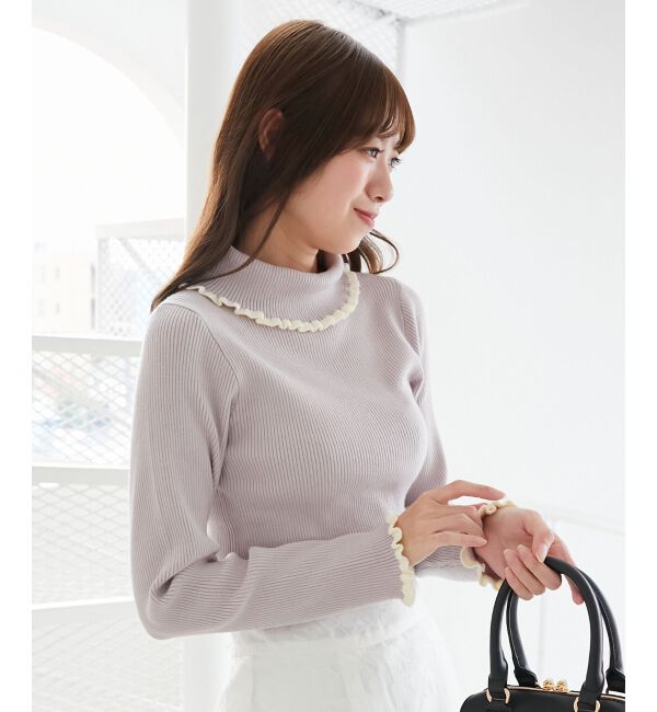  「プチフリルタートルニット」|ニット・セーター|
