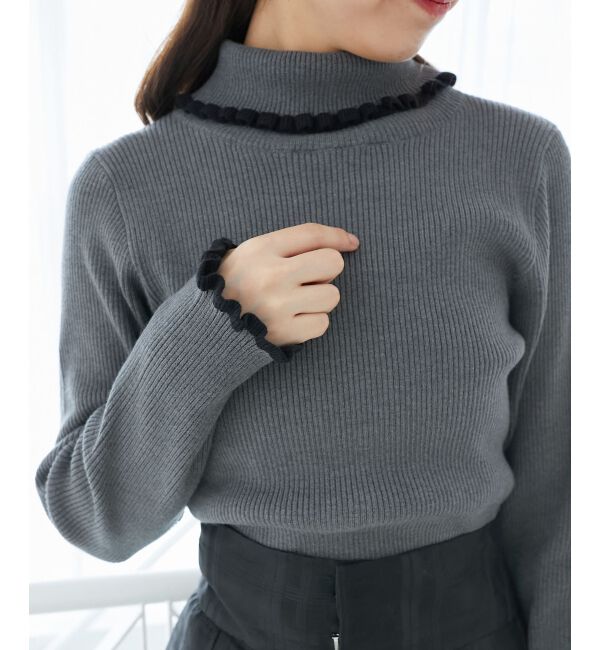  「プチフリルタートルニット」|ニット・セーター|