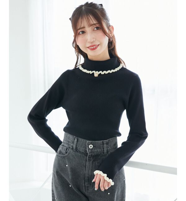  「プチフリルタートルニット」|ニット・セーター|