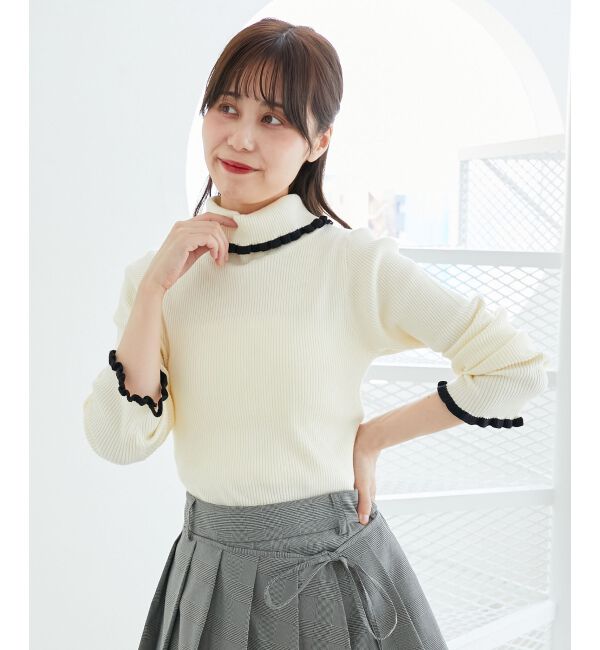  「プチフリルタートルニット」|ニット・セーター|