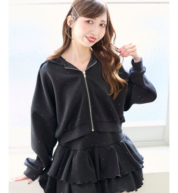  「&infin;キラキララインストーンショートパーカー」|パーカー|