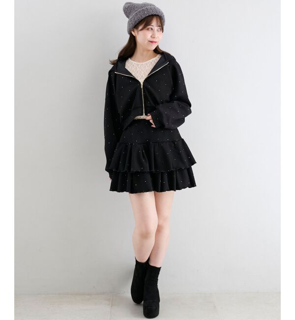  「&infin;キラキララインストーンショートパーカー」|パーカー|