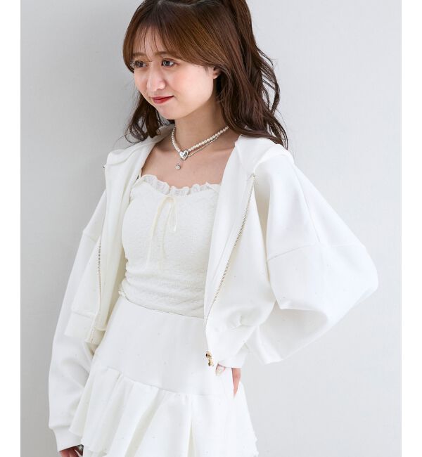  「&infin;キラキララインストーンショートパーカー」|パーカー|