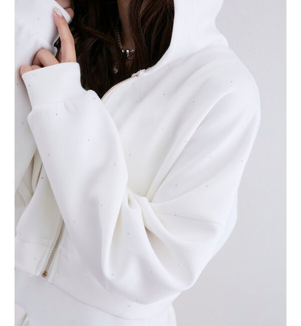  「&infin;キラキララインストーンショートパーカー」|パーカー|