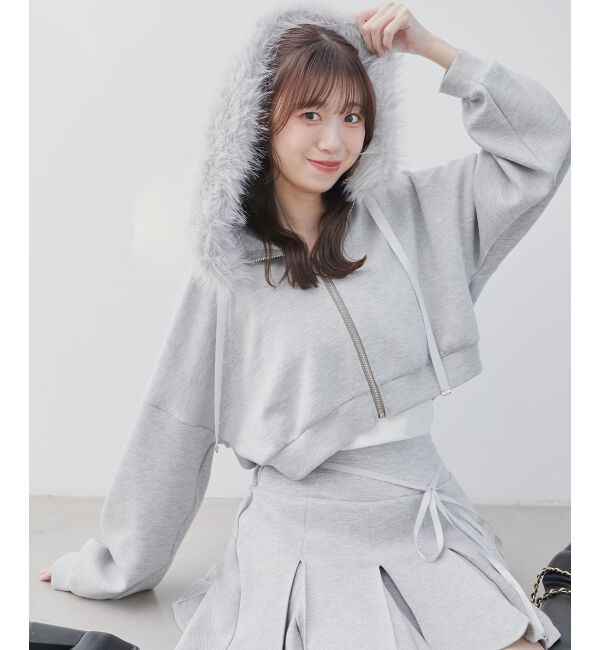  「2wayフェイクファーラメパーカー」|パーカー|