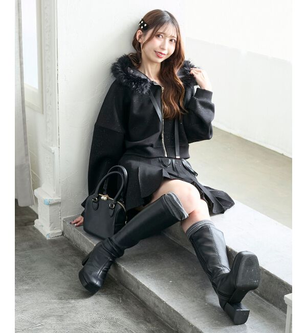  「2wayフェイクファーラメパーカー」|パーカー|