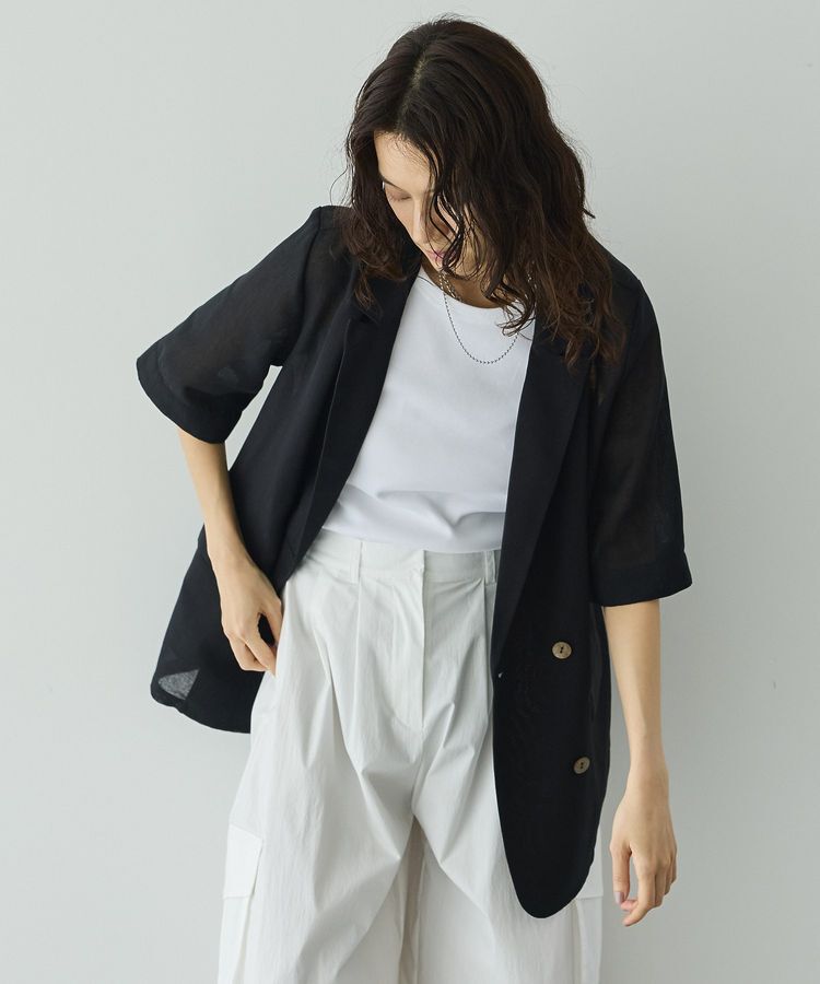 GARAGE OF GOOD CLOTHING「シアーメッシュハーフスリーブジャケット」|テーラードジャケット|