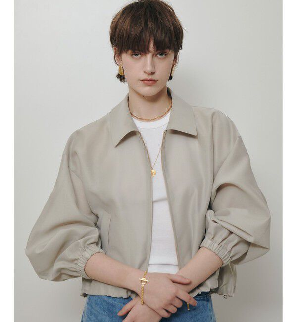 allureville「オーガンジーステンカラーブルゾン」|ブルゾン・スタジャン|ベージュ