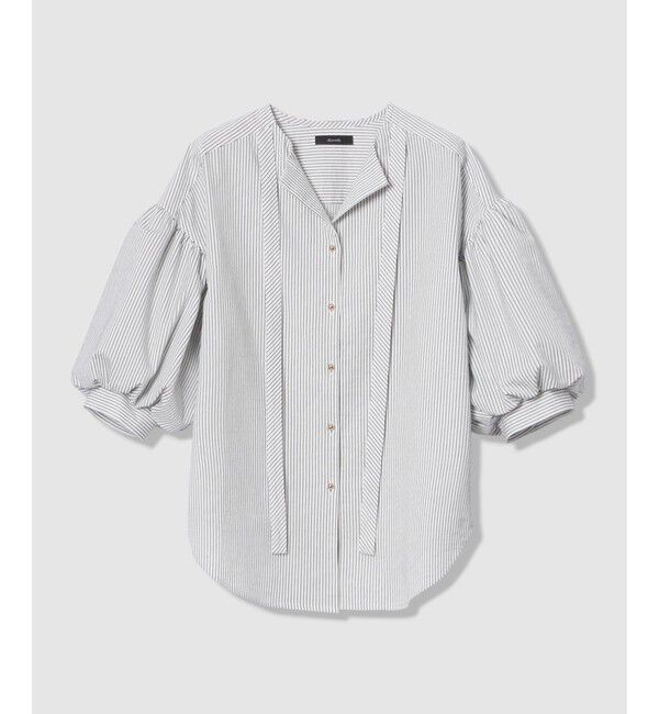 allureville「サッカーストライプパフスリーブブラウス」|シャツ・ブラウス|