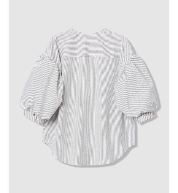 allureville「サッカーストライプパフスリーブブラウス」|シャツ・ブラウス|