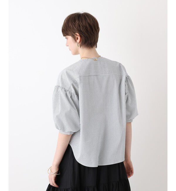 allureville「サッカーストライプパフスリーブブラウス」|シャツ・ブラウス|