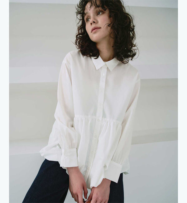 titivate「襟付ヘムバルーンシャツ」|シャツ・ブラウス|オフホワイト