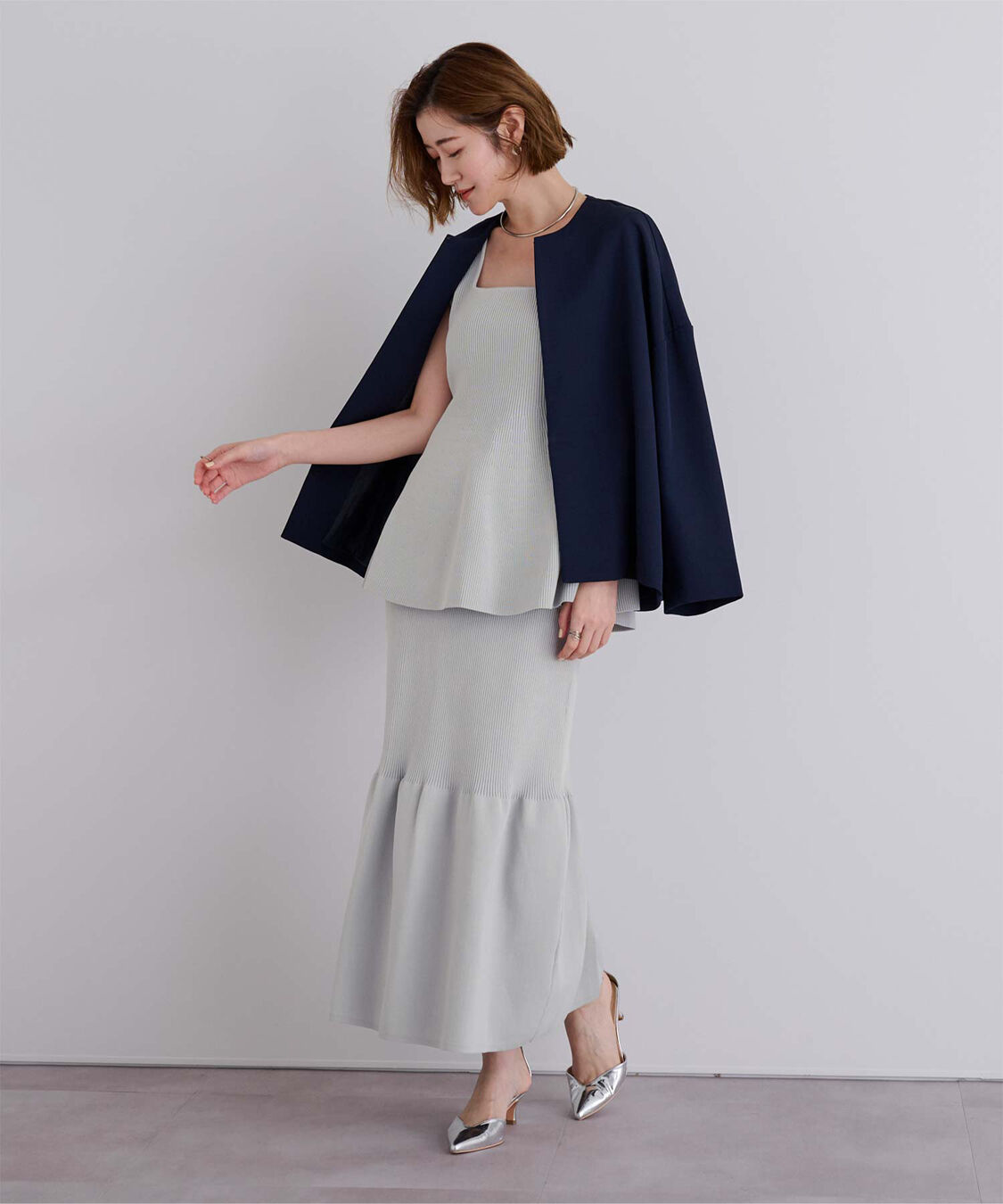 ur's「前後2wayスポンディッシュスクエアネックペプラムニット」|ニット・セーター|