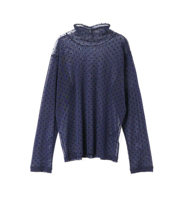 mizuiro ind「mizuiro ind メッシュドットハイネックプルオーバー」|Tシャツ・カットソー|ネイビー