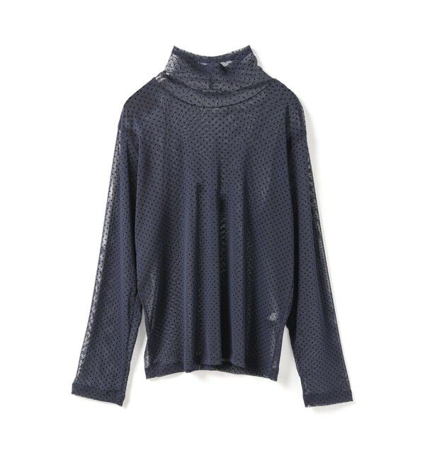 mizuiro ind「mizuiro ind メッシュドットハイネックプルオーバー」|Tシャツ・カットソー|ネイビーB